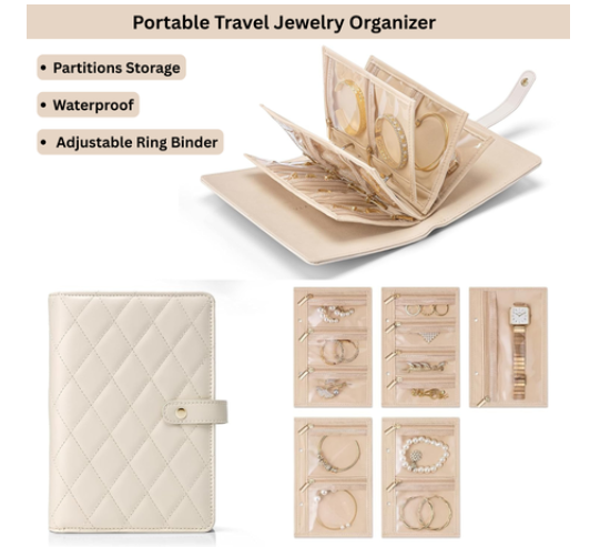 Travel Jewellery Organizer Case, Jewellery Storage Book Clear Ring Binder