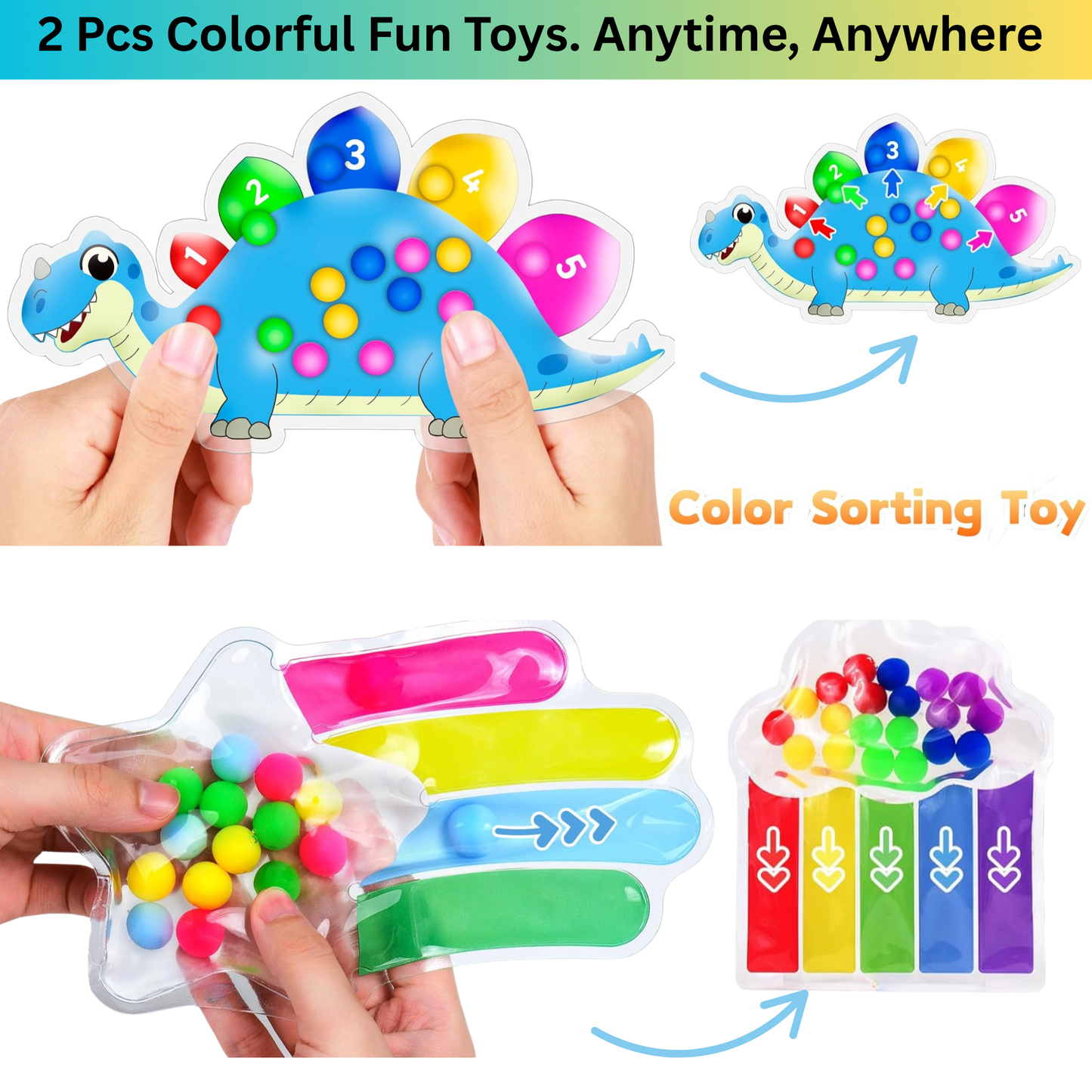 2 Piece Color Sorting Sensory Toys For Toddlers, Travel Toys, Activity Toys