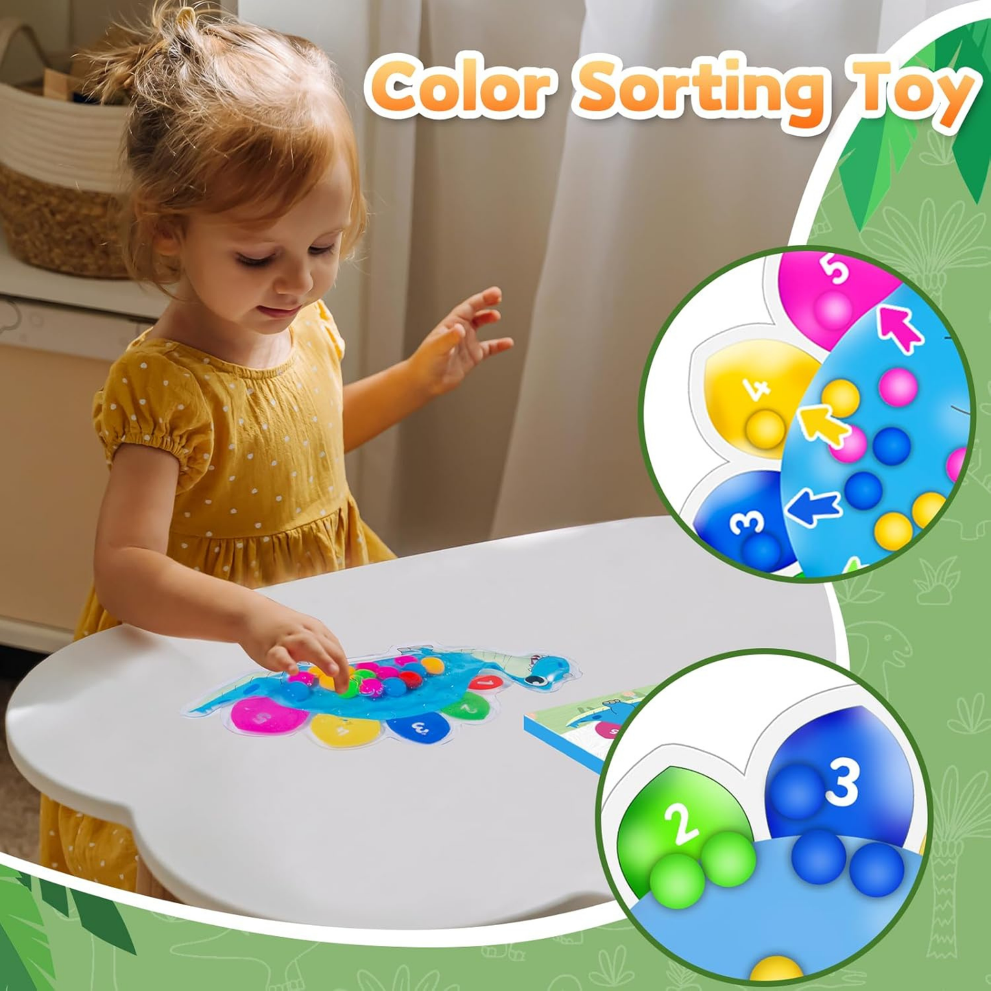 2 Piece Color Sorting Sensory Toys For Toddlers, Travel Toys, Activity Toys