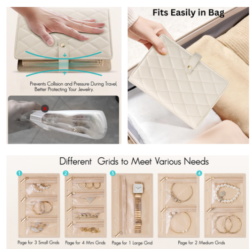 Travel Jewellery Organizer Case, Jewellery Storage Book Clear Ring Binder