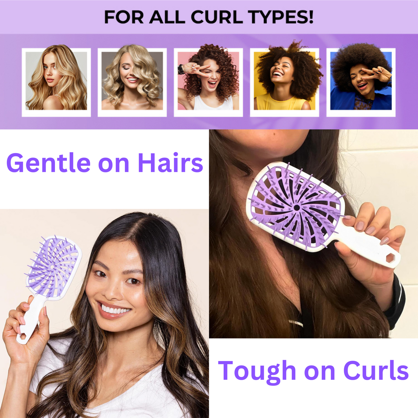 Detangling Hair Brush & Heatless Curling Rod Headband, Wet & Dry Hair, DIY