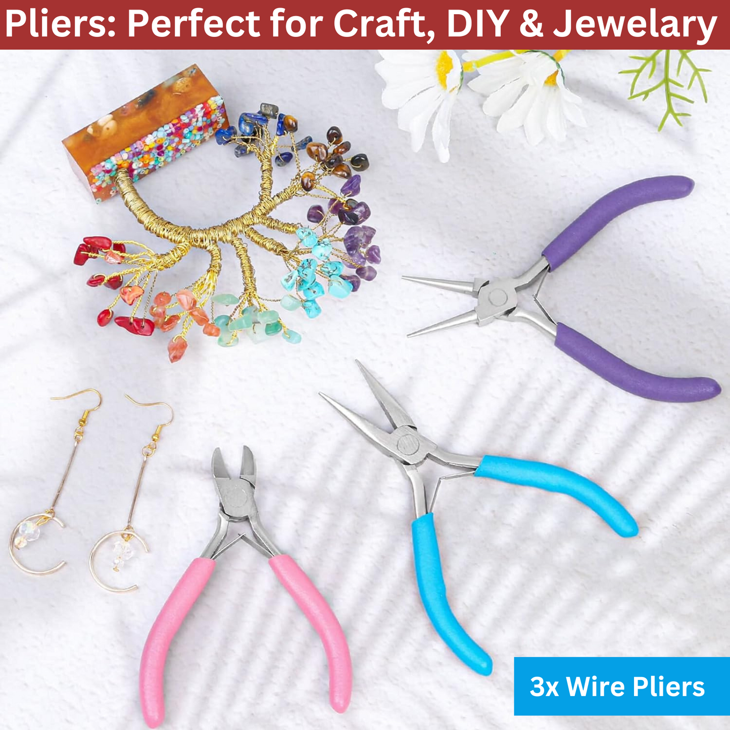 7 Pcs Craft Wires & Jewellery Pliers Set, Jewellary Making, Sculpting,Craft