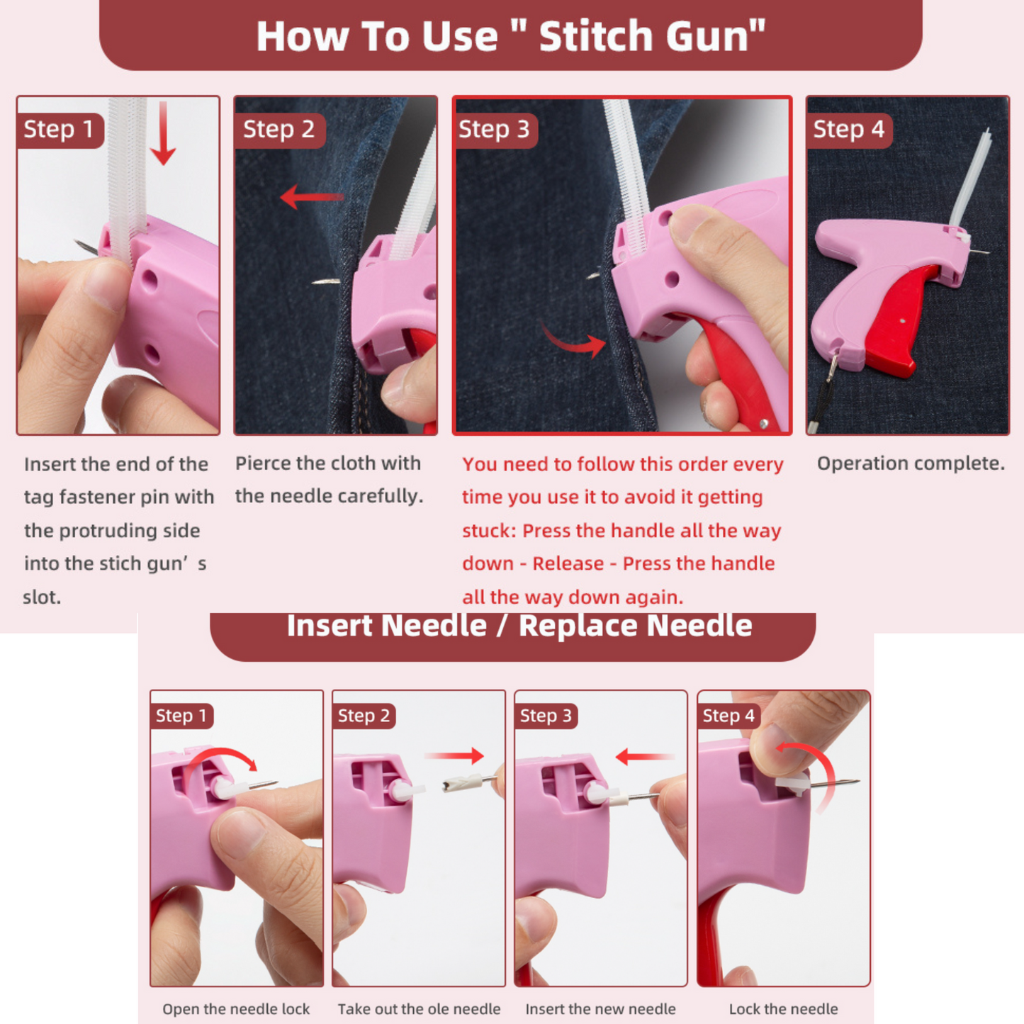 Stitch Gun for Clothes With Double Sided 36 Transparent Fashion Tape