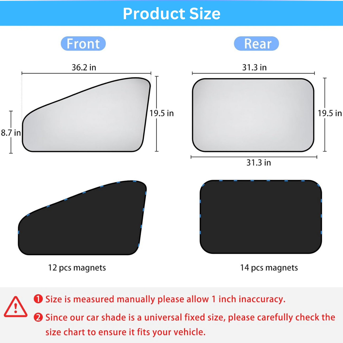 4 Pcs Magnetic Car Window Shades, Car Window Covers, 100% Block Light