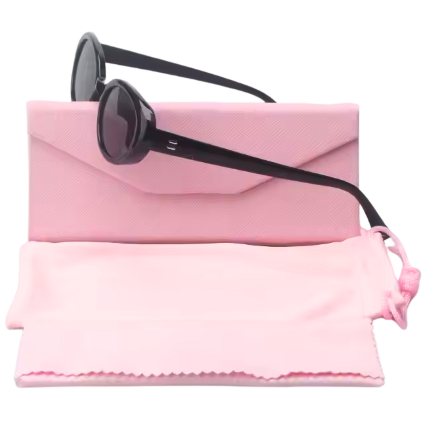 Retro Oval Sunglasses for Women,Girls and Youth, Fashion 90s Vintage Shades - Black