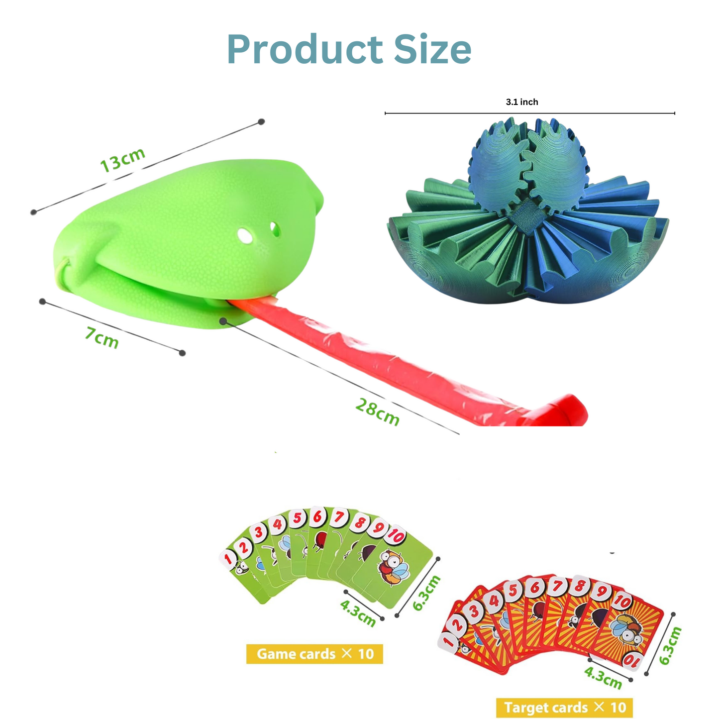 4 Pieces Frog Tongue Fun Game and 3D Colorful Gear Sphere Ball, Party Game