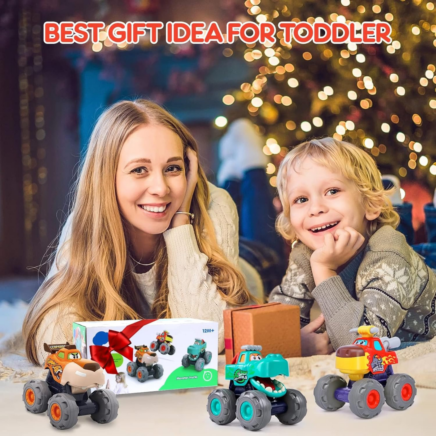 Friction Powered Monster Truck Toy, Push & Go, Toy Cars, Cars for Toddlers - Orange