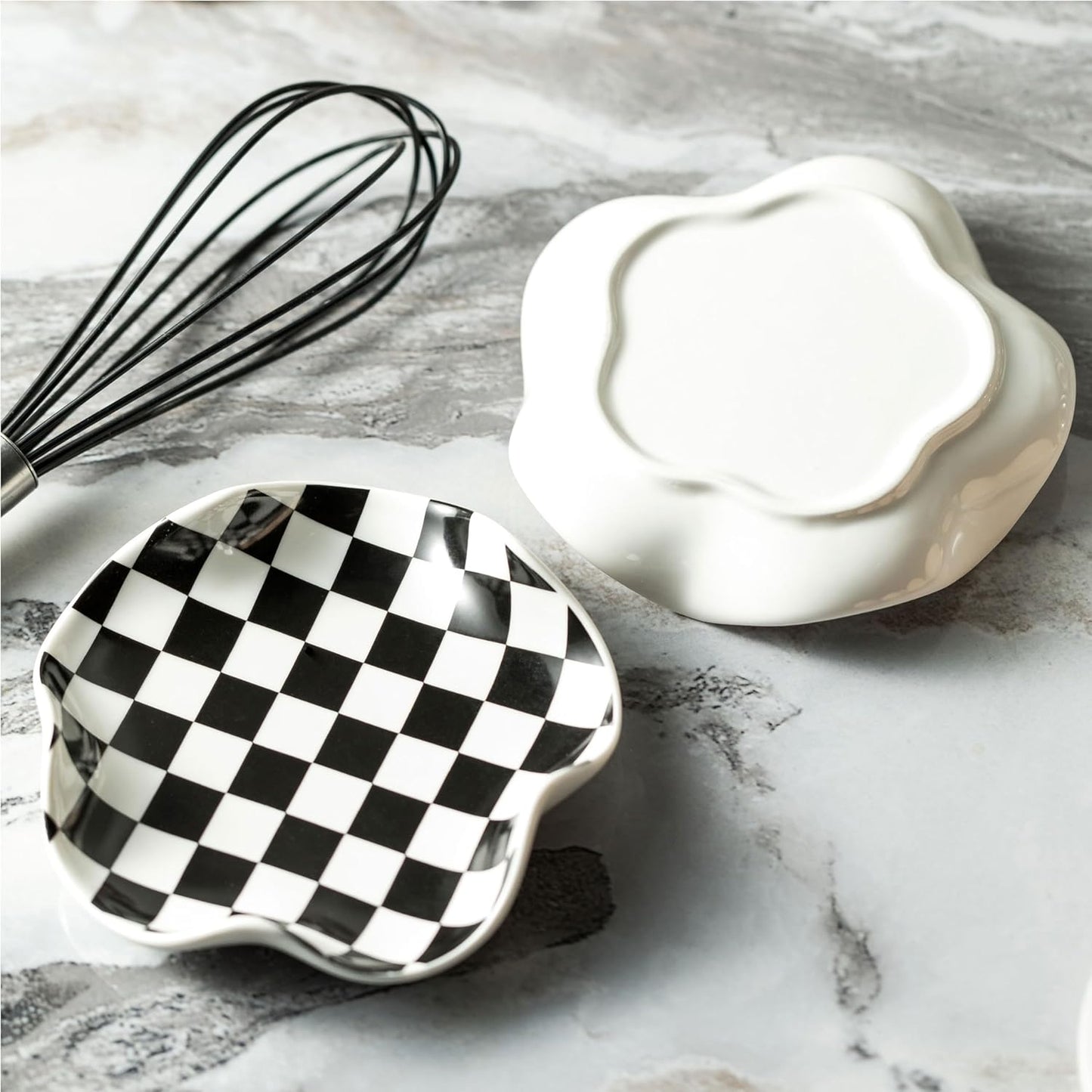 2 Pack Ceramic Spoon Rest for Stove Top - Spoon Holder Utensil Rest - Black