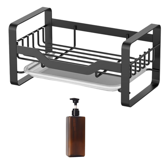 Kitchen Sink Caddy Organizer with water drain Tray- Stainless Steel