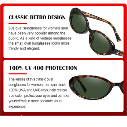 Retro Oval Cat-Eye Sunglasses for Women & Girls – 1990s Style