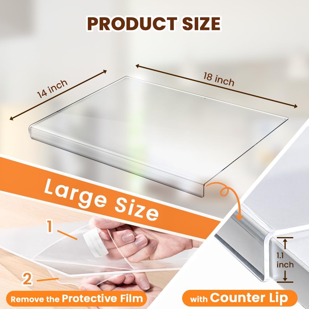 Premium Acrylic Cutting Board with Counter Lip, Non Slip