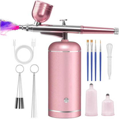 Rechargeable Portable Airbrush Kit with Compressor, 0.3 mm, 48 PSI