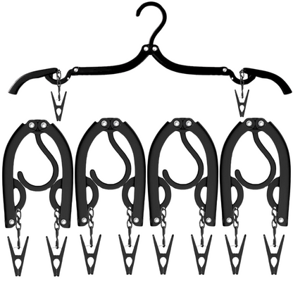 5-Pack Foldable Travel Hangers with Clips for Clothes