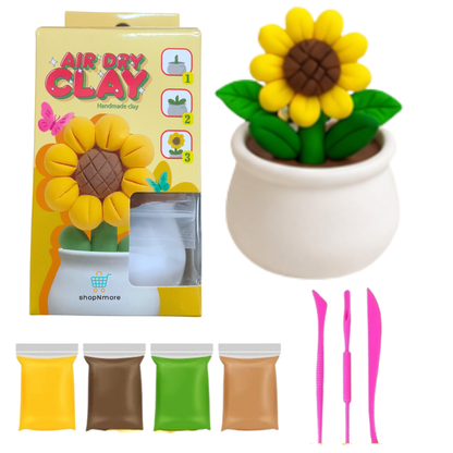 Kids DIY Air-Dry Clay Sunflower Craft Kit with Sculpting Tools