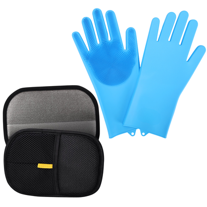 2-Piece Pet Hair Remover & Grooming Glove Set for Dogs and Cats