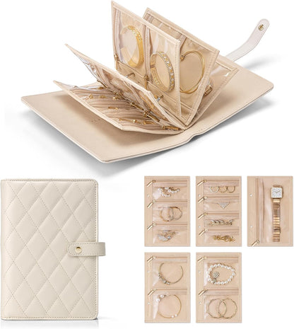 Travel Jewellery Organiser Case with Clear Ring Binder Storage