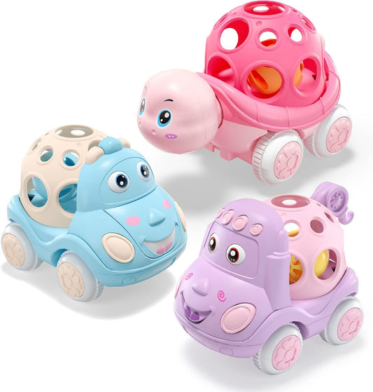 Baby Girl Toy Cars, Baby Toys, Push and Go, Soft Rattle Car For Toddlers