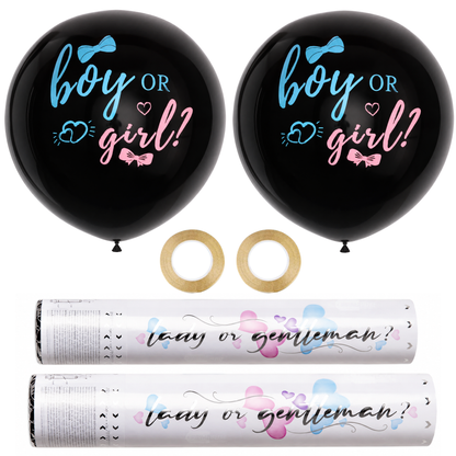 Gender Reveal Party Kit: 2 Balloons & 2 Confetti Cannons – Blue