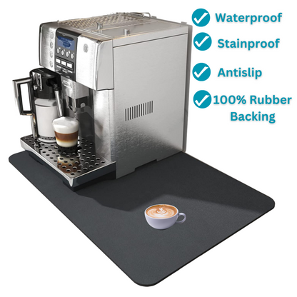 Absorbent Coffee Bar Mat & Kitchen Counter Drying Mat – Blue/Grey