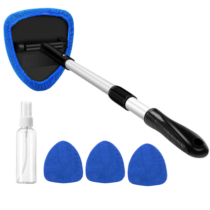 Extendable Car Windscreen Cleaning Tool with Spray Bottle & 4 Pads