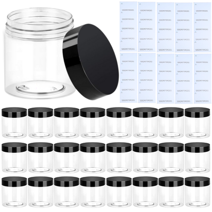 25-Pack Clear Plastic Cosmetic Jars with Lids for Travel & Storage