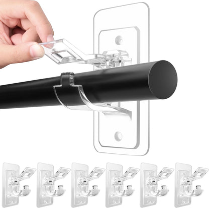 No-Drill Self-Adhesive Curtain Rod Holders & Wall Brackets