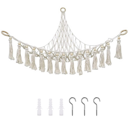 Handmade Macramé Stuffed Animal Hammock & Plush Toy Storage