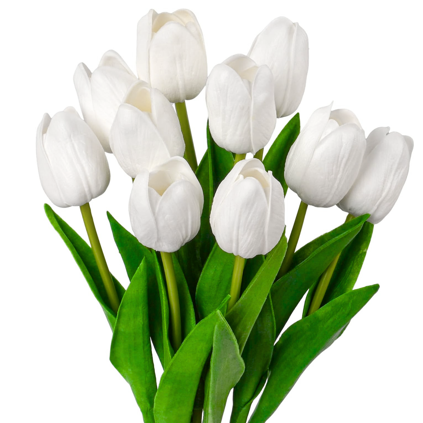 10 Pack - White Flowers Artificial Tulip Silk Fake Flowers 35cm