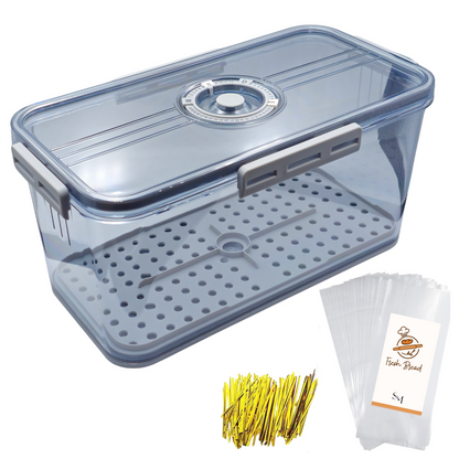Kitchen Bread Storage Box with 20 Reusable Bread Bags & Ties