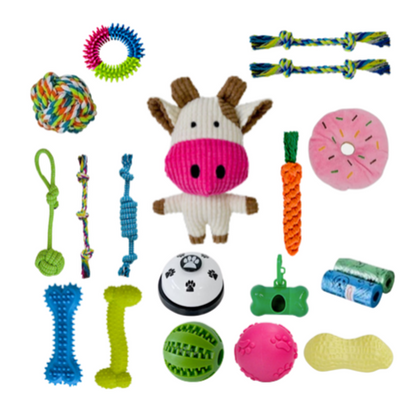 19-Piece Puppy Chew & Teething Toy Set for Small and Medium Dogs