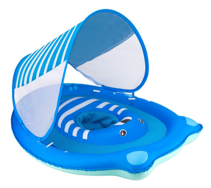 Inflatable Baby Pool Float with Sun Canopy – Blue