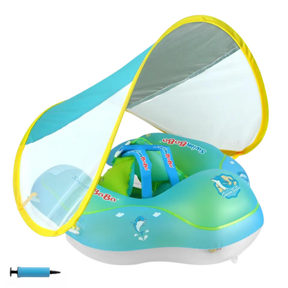 Inflatable Baby Pool Float with Sun Canopy – Green