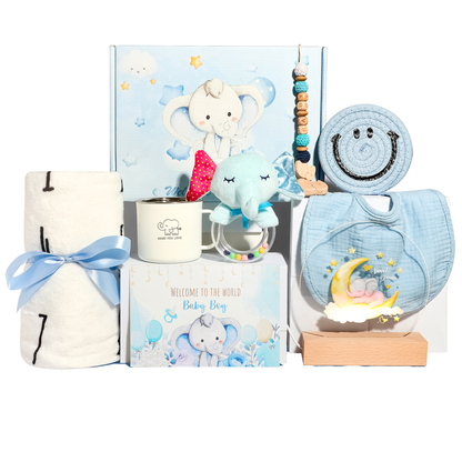 10-Piece Newborn Baby Gift Set & Baby Shower Hamper – Blue