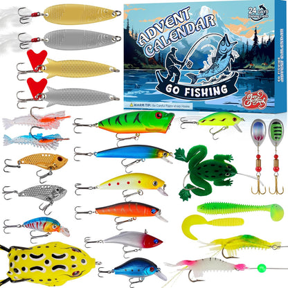 24-Piece Fishing Lure Advent Calendar Gift Set for Anglers