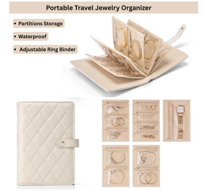 Travel Jewellery Organiser Case with Clear Ring Binder Storage