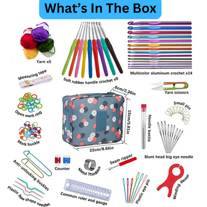 107-Piece Crochet Hook & Knitting Accessories Kit with Storage Case