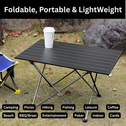 Portable Folding Camping Table with Carry Bag for Braai, Beach & Hiking
