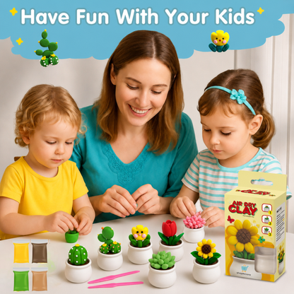 Kids DIY Air-Dry Clay Sunflower Craft Kit with Sculpting Tools