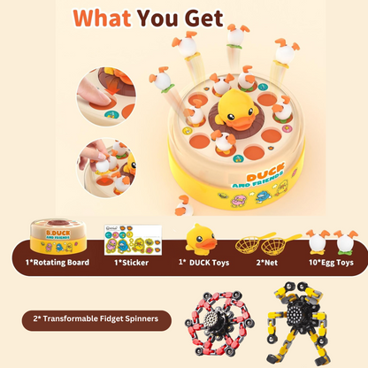 Duck Catching Family Game with 2 Transformable Fidget Spinners