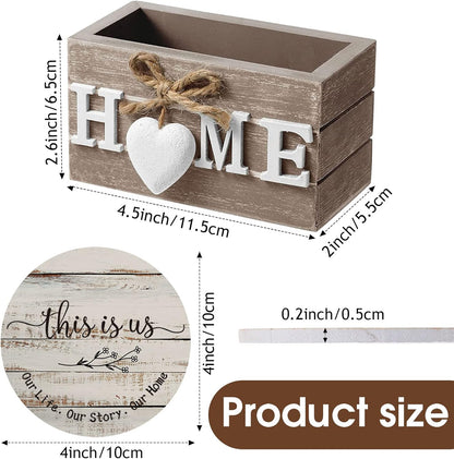 7-Piece Wooden Drink Coaster Set with Storage Holder