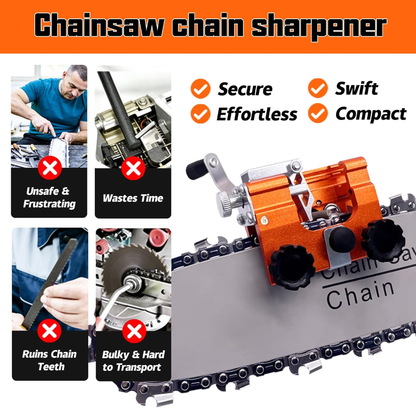 Portable Manual Chainsaw Sharpener with 30° Hand-Crank Grinder Jig