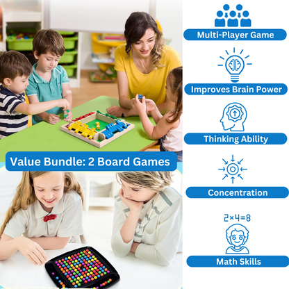 2-in-1 Family Board Game Set: Shut the Box & 120-Ball Colour Match Game