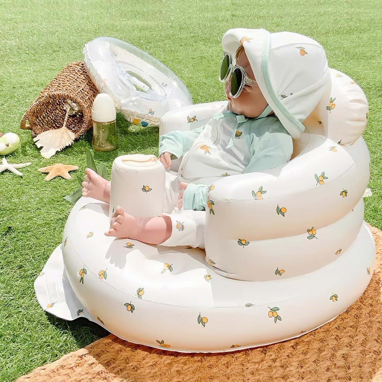 Inflatable Baby Seat With Built in Air Pump & Baby Sensory Ball Toy