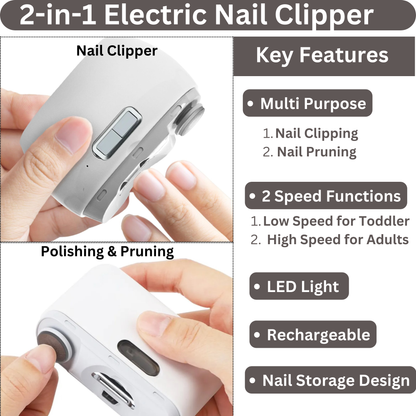 Automatic Electric Nail Clipper with LED Light for Kids & Adults