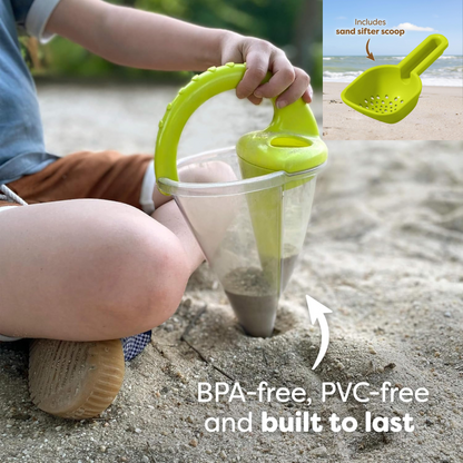 Beach Sand Toy Set with Spilling Funnel, Sifter & Shovel