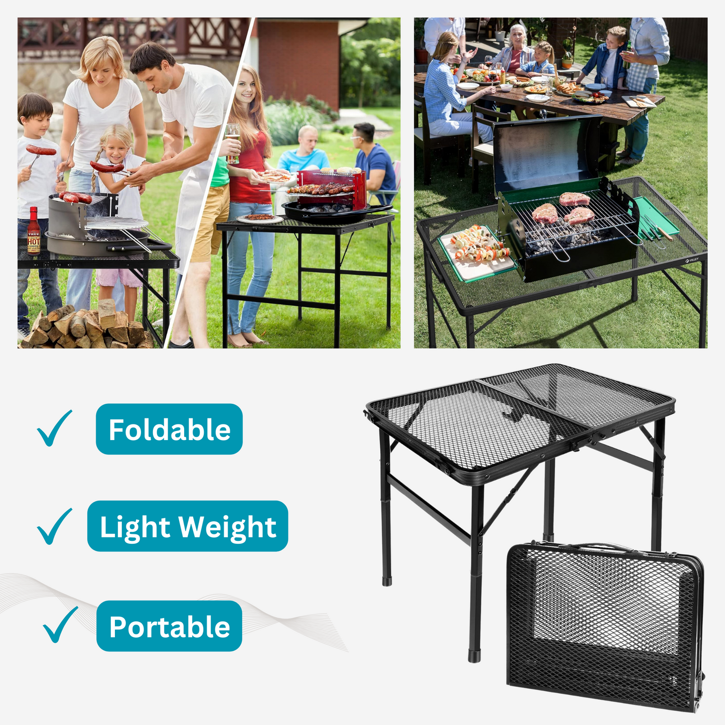 Folding Portable Grill Camping Table, Braai, Beach, Picnic, Hiking,Outdoor