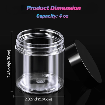 25-Pack Clear Plastic Cosmetic Jars with Lids for Travel & Storage