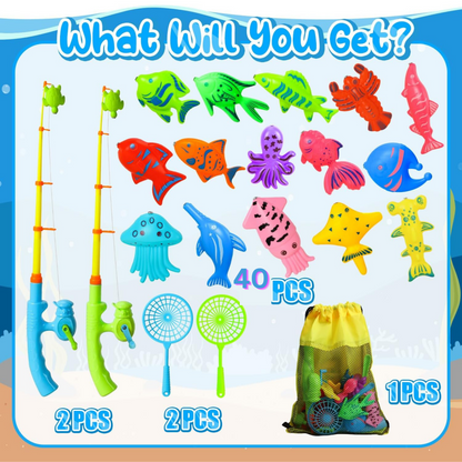 46-Piece Magnetic Fishing Game for Kids, Bath & Pool Water Toy