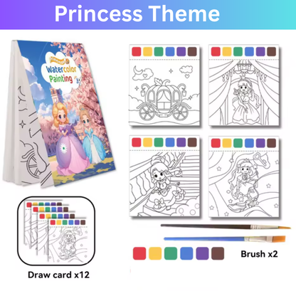 3-Pack Reusable Magic Water Colouring Books with 6 Brushes
