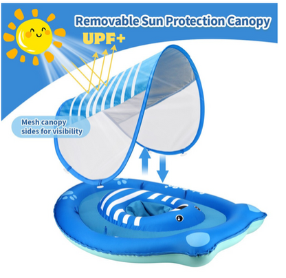 Inflatable Baby Pool Float with Sun Canopy – Blue